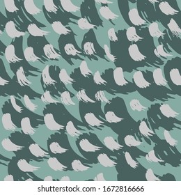 Seamless pattern in dark green colors vector hand drawn brush stroke elements