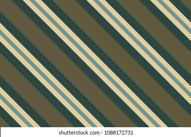 Seamless pattern. Dark green stripes on beige background. Striped diagonal pattern For printing on fabric, paper, wrapping, scrapbooking, banners Background with slanted lines Vector illustration
