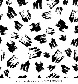 Seamless pattern with dark hand drawn scribble smear on white background. Abstract grunge texture. Vector illustration
