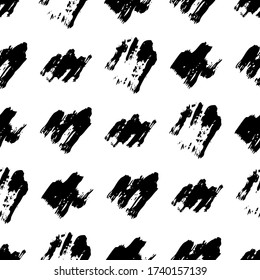 Seamless pattern with dark hand drawn scribble smear on white background. Abstract grunge texture. Vector illustration
