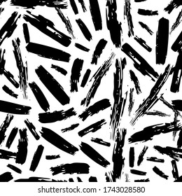 Seamless pattern with dark hand drawn scribble smear on white background. Abstract grunge texture. Vector illustration