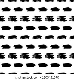 Seamless pattern with dark hand drawn scribble smear on white background. Abstract grunge texture. Vector illustration