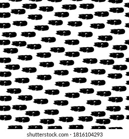 Seamless pattern with dark hand drawn scribble smear on white background. Abstract grunge texture. Vector illustration
