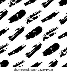 Seamless pattern with dark hand drawn scribble smear on white background. Abstract grunge texture. Vector illustration