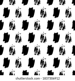 Patrón sin inconvenientes con una mancha de garabatos dibujada a mano oscura sobre fondo blanco. Textura de grueso abstracto. Ilustración del vector