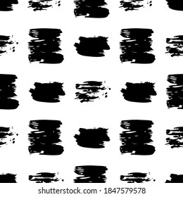 Seamless pattern with dark hand drawn scribble smear on white background. Abstract grunge texture. Vector illustration