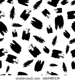 Seamless pattern with dark hand drawn scribble smear on white background. Abstract grunge texture. Vector illustration