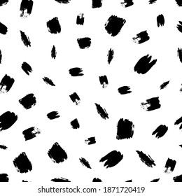 Seamless pattern with dark hand drawn scribble smear on white background. Abstract grunge texture. Vector illustration
