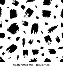 Patrón sin inconvenientes con una mancha de garabatos dibujada a mano oscura sobre fondo blanco. Textura de grueso abstracto. Ilustración del vector