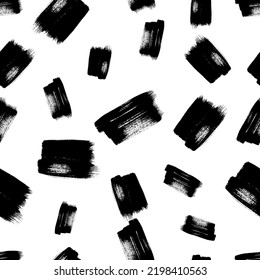 Seamless pattern with dark hand drawn scribble smear on white background. Abstract grunge texture. Vector illustration