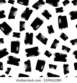 Seamless pattern with dark hand drawn scribble smear on white background. Abstract grunge texture. Vector illustration