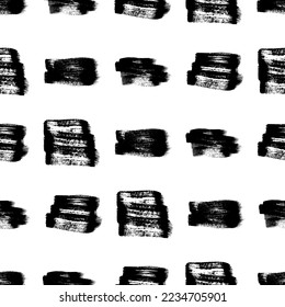 Seamless pattern with dark hand drawn scribble smear on white background. Abstract grunge texture. Vector illustration