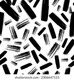 Nahtloses Muster mit dunklem, handgezeichnet, handgezeichnet, schmiertem Abstrich auf weißem Hintergrund. Abstrakte Grunge-Textur. Vektorgrafik