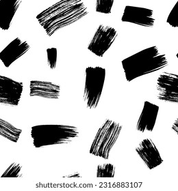 Seamless pattern with dark hand drawn scribble smear on white background. Abstract grunge texture. Vector illustration