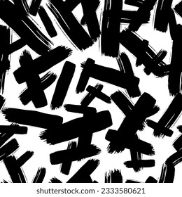 Nahtloses Muster mit dunklem, handgezeichnet, handgezeichnet, schmiertem Abstrich auf weißem Hintergrund. Abstrakte Grunge-Textur. Vektorgrafik