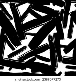 Seamless pattern with dark hand drawn scribble smear on white background. Abstract grunge texture. Vector illustration