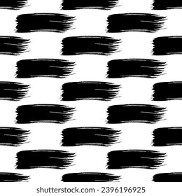 Seamless pattern with dark hand drawn scribble smear on white background. Abstract grunge texture. Vector illustration