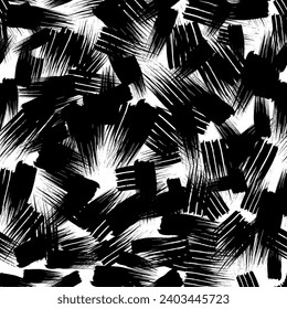 Seamless pattern with dark hand drawn scribble smear on white background. Abstract grunge texture. Vector illustration