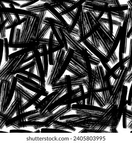 Seamless pattern with dark hand drawn scribble smear on white background. Abstract grunge texture. Vector illustration