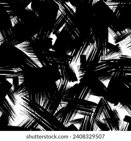 Seamless pattern with dark hand drawn scribble smear on white background. Abstract grunge texture. Vector illustration