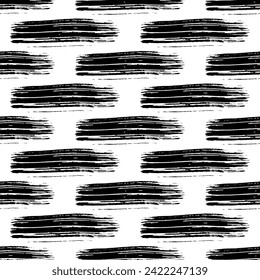 Seamless pattern with dark hand drawn scribble smear on white background. Abstract grunge texture. Vector illustration