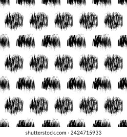 Seamless pattern with dark hand drawn scribble smear on white background. Abstract grunge texture. Vector illustration