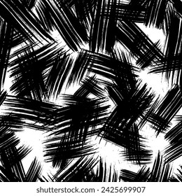 Seamless pattern with dark hand drawn scribble smear on white background. Abstract grunge texture. Vector illustration