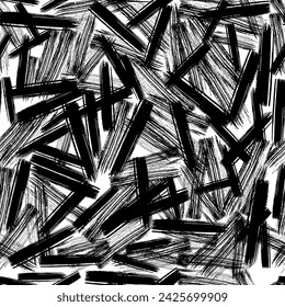 Seamless pattern with dark hand drawn scribble smear on white background. Abstract grunge texture. Vector illustration