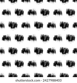 Seamless pattern with dark hand drawn scribble smear on white background. Abstract grunge texture. Vector illustration