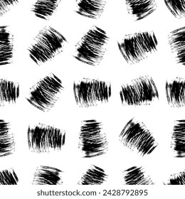 Seamless pattern with dark hand drawn scribble smear on white background. Abstract grunge texture. Vector illustration