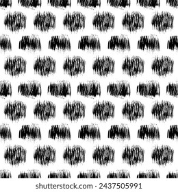 Seamless pattern with dark hand drawn scribble smear on white background. Abstract grunge texture. Vector illustration