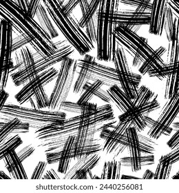 Seamless pattern with dark hand drawn scribble smear on white background. Abstract grunge texture. Vector illustration