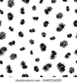 Seamless pattern with dark hand drawn scribble smear on white background. Abstract grunge texture. Vector illustration