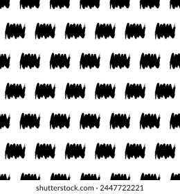 Seamless pattern with dark hand drawn scribble smear on white background. Abstract grunge texture. Vector illustration