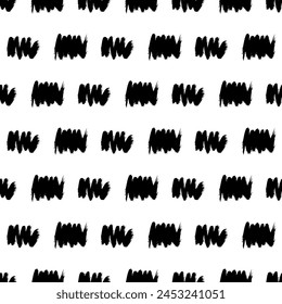 Seamless pattern with dark hand drawn scribble smear on white background. Abstract grunge texture. Vector illustration