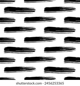 Seamless pattern with dark hand drawn scribble smear on white background. Abstract grunge texture. Vector illustration