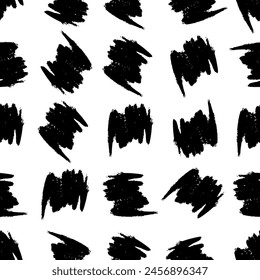 Seamless pattern with dark hand drawn scribble smear on white background. Abstract grunge texture. Vector illustration