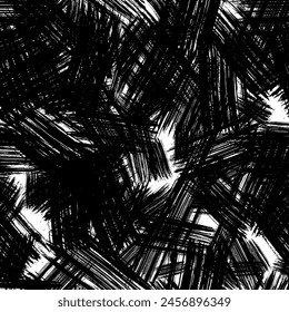 Seamless pattern with dark hand drawn scribble smear on white background. Abstract grunge texture. Vector illustration