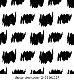 Seamless pattern with dark hand drawn scribble smear on white background. Abstract grunge texture. Vector illustration