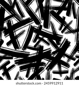 Seamless pattern with dark hand drawn scribble smear on white background. Abstract grunge texture. Vector illustration