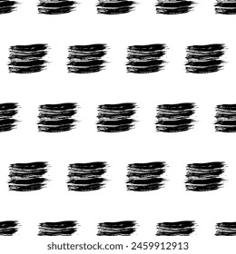 Seamless pattern with dark hand drawn scribble smear on white background. Abstract grunge texture. Vector illustration