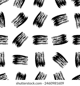 Seamless pattern with dark hand drawn scribble smear on white background. Abstract grunge texture. Vector illustration