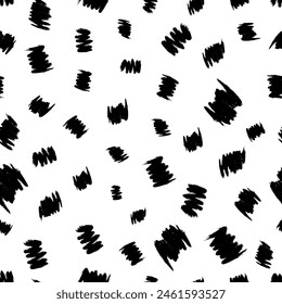 Seamless pattern with dark hand drawn scribble smear on white background. Abstract grunge texture. Vector illustration