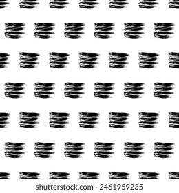 Seamless pattern with dark hand drawn scribble smear on white background. Abstract grunge texture. Vector illustration