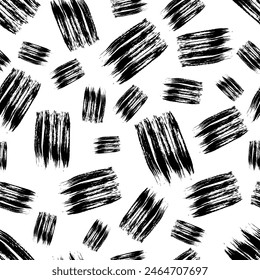 Seamless pattern with dark hand drawn scribble smear on white background. Abstract grunge texture. Vector illustration