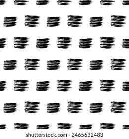 Seamless pattern with dark hand drawn scribble smear on white background. Abstract grunge texture. Vector illustration