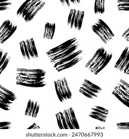 Seamless pattern with dark hand drawn scribble smear on white background. Abstract grunge texture. Vector illustration