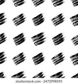 Seamless pattern with dark hand drawn scribble smear on white background. Abstract grunge texture. Vector illustration