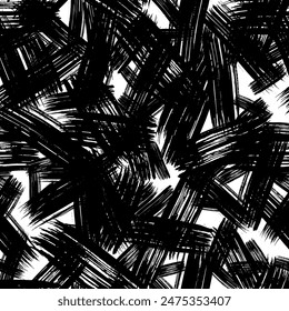 Seamless pattern with dark hand drawn scribble smear on white background. Abstract grunge texture. Vector illustration