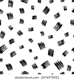 Seamless pattern with dark hand drawn scribble smear on white background. Abstract grunge texture. Vector illustration